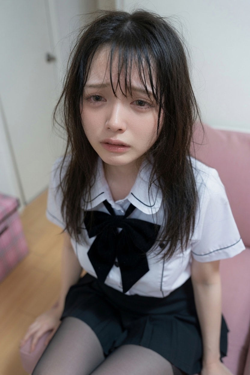 おもらし制服女子