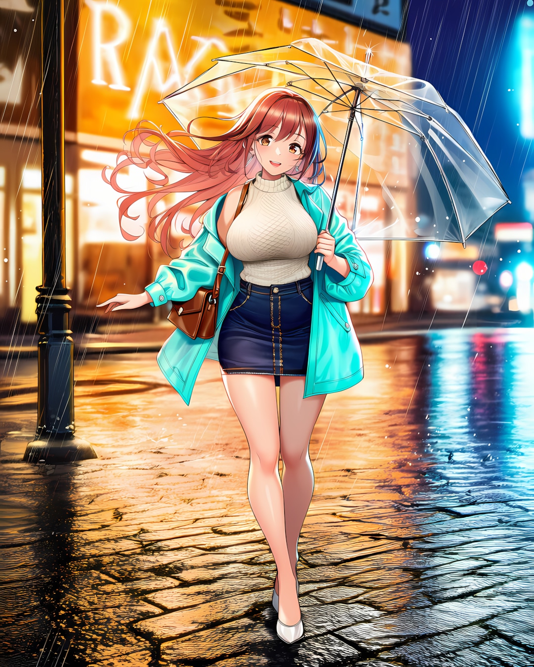 ☔️雨の夜の改札、きらめく美脚OLノノカ💖