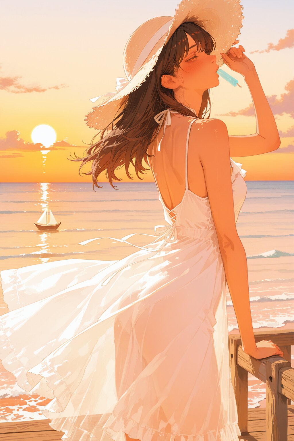 浜辺の夕暮れ