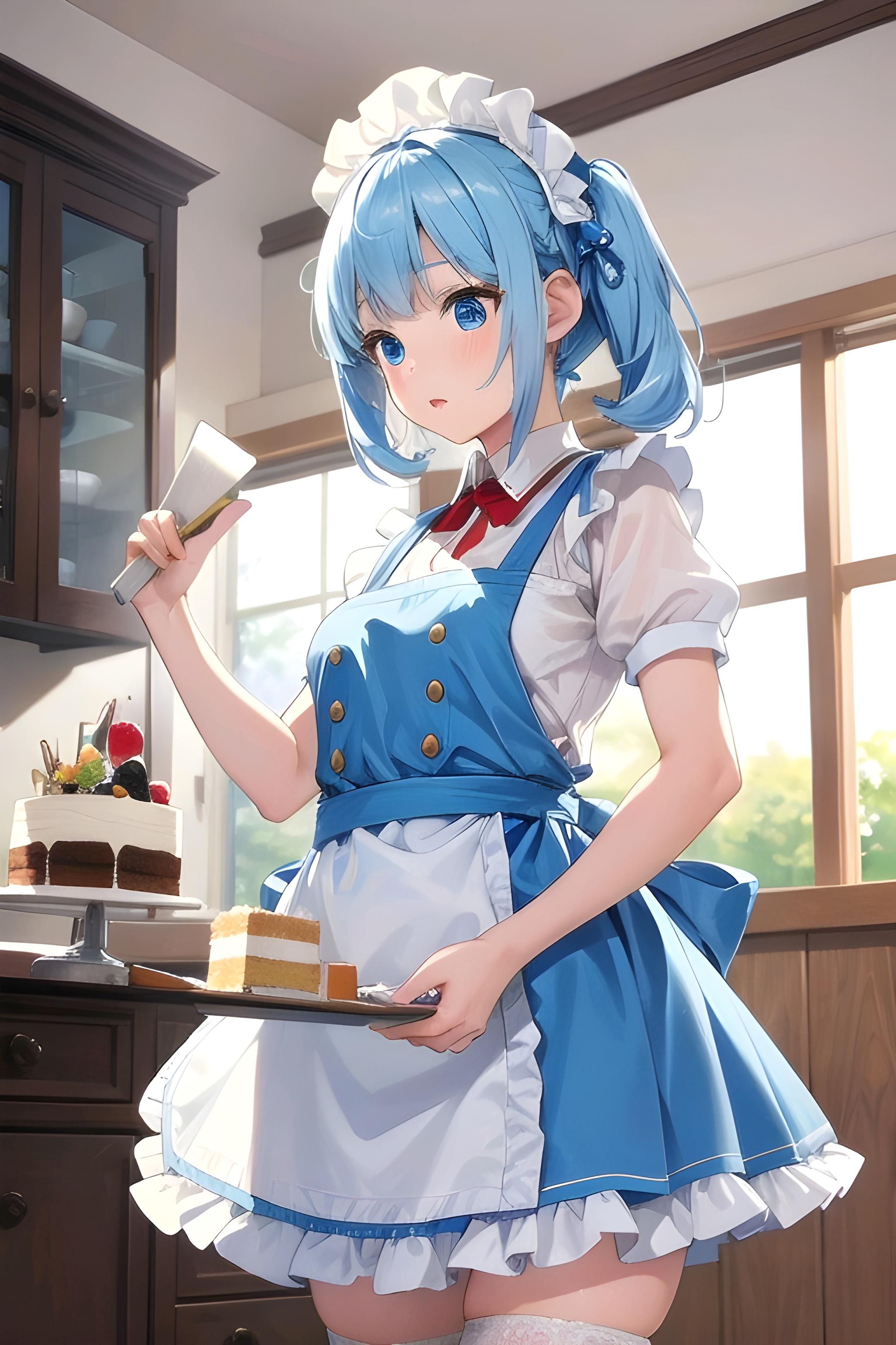水色のウェイトレスさん