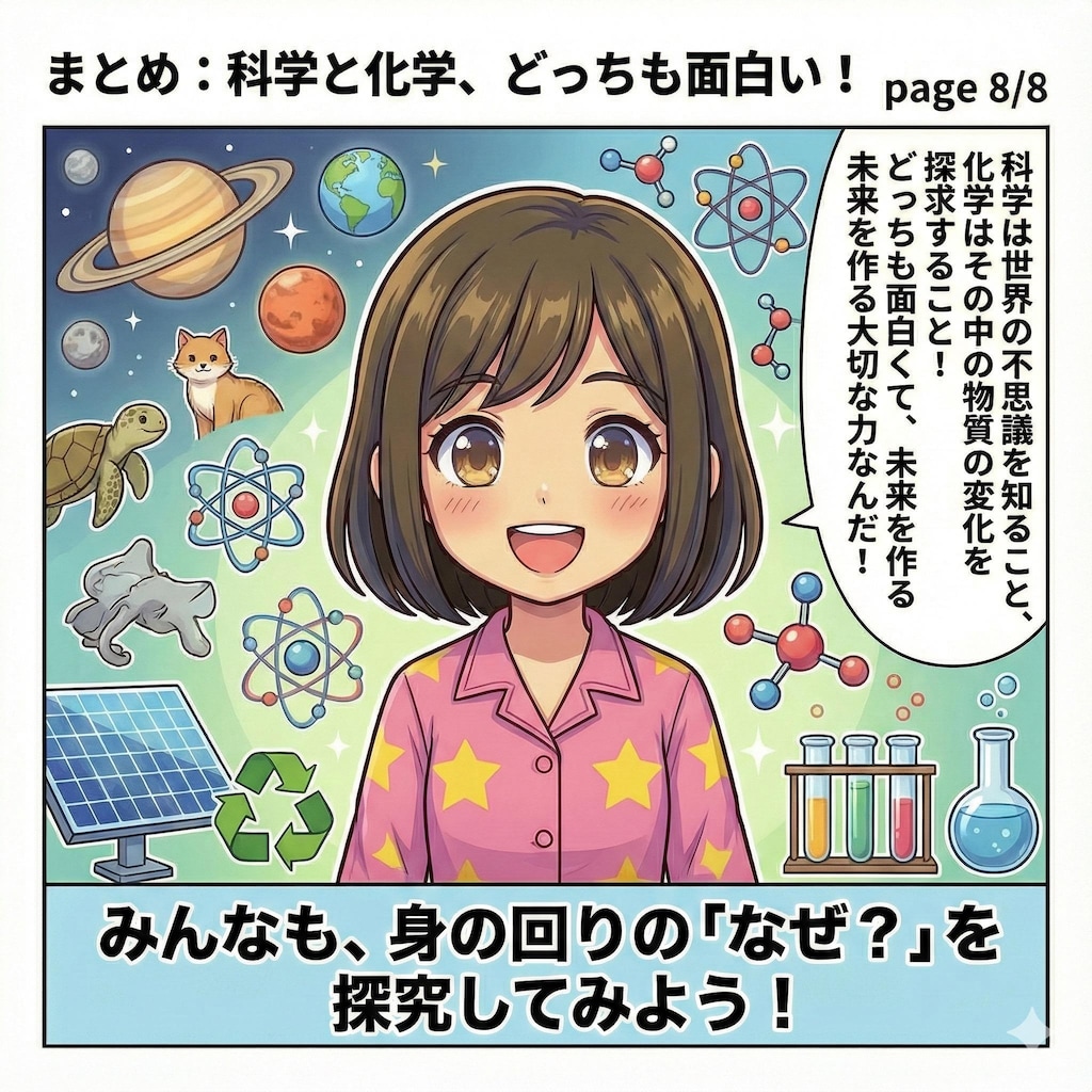 科学（サイエンス）と化学（ケミストリー）の違いを説明するよっ！