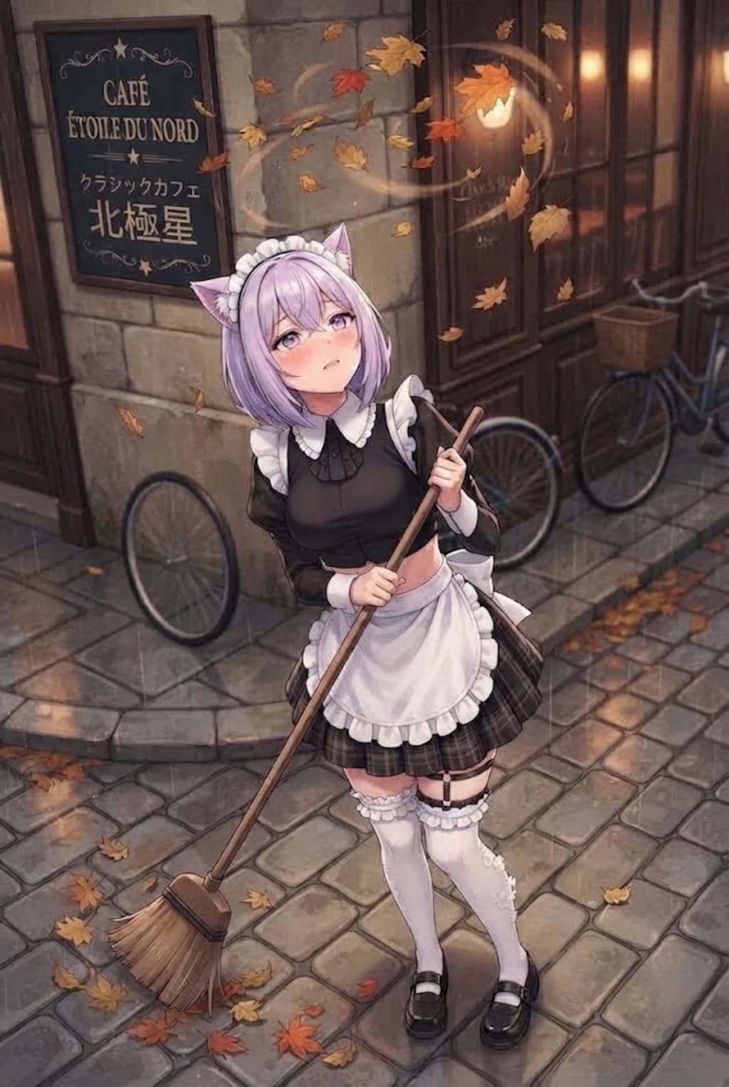 つむじ風に秋を感じてるメイドシス