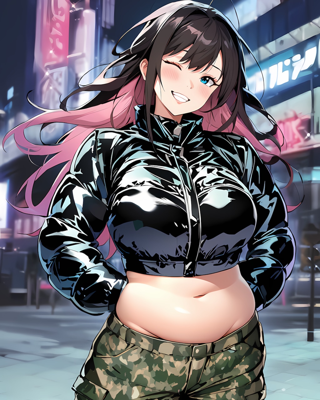 🌃華金の夜はY2Kギャルと✨へそ出しダウンでテンションMAX💖