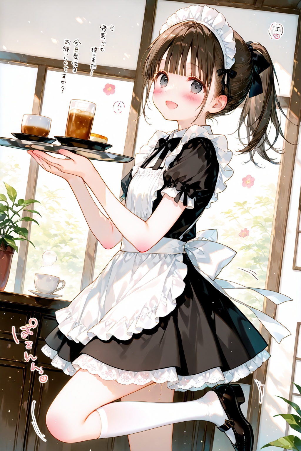 今日は和風メイド喫茶でお仕事体験の撮影です♪by藍乃雫