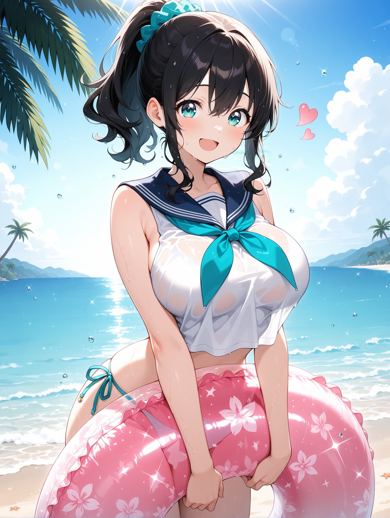 セーラー服水着と浮き輪