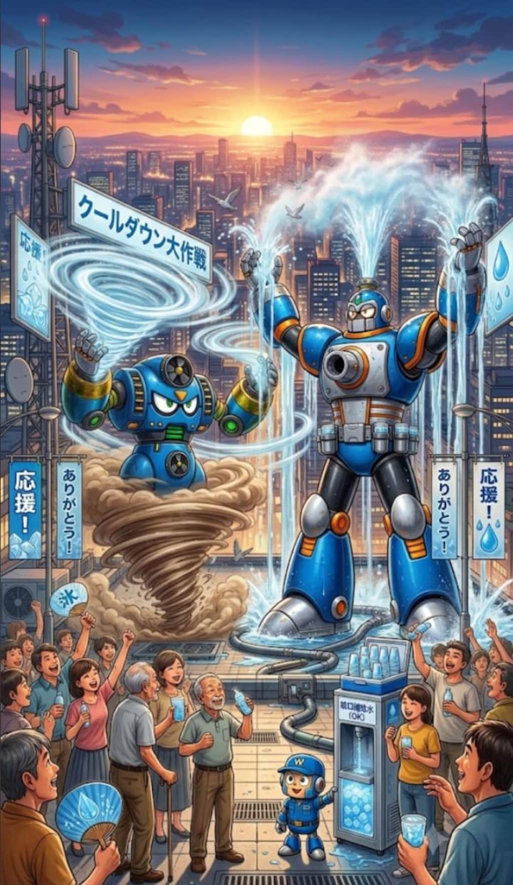 Dr.ケイオスの、　　　　　　　　　　オリジナルナンバーズロボットが、　街中の気温を下げる作戦！！