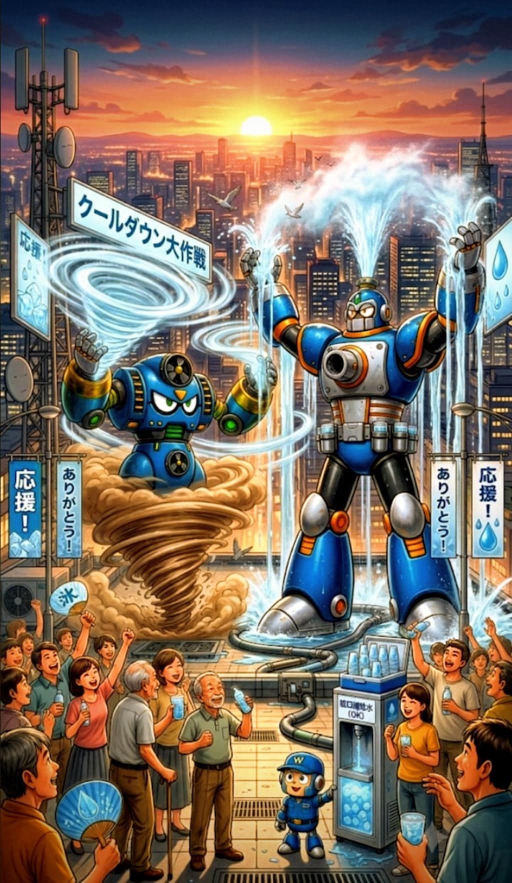 Dr.ケイオスの、　　　　　　　　　　オリジナルナンバーズロボットが、　街中の気温を下げる作戦！！