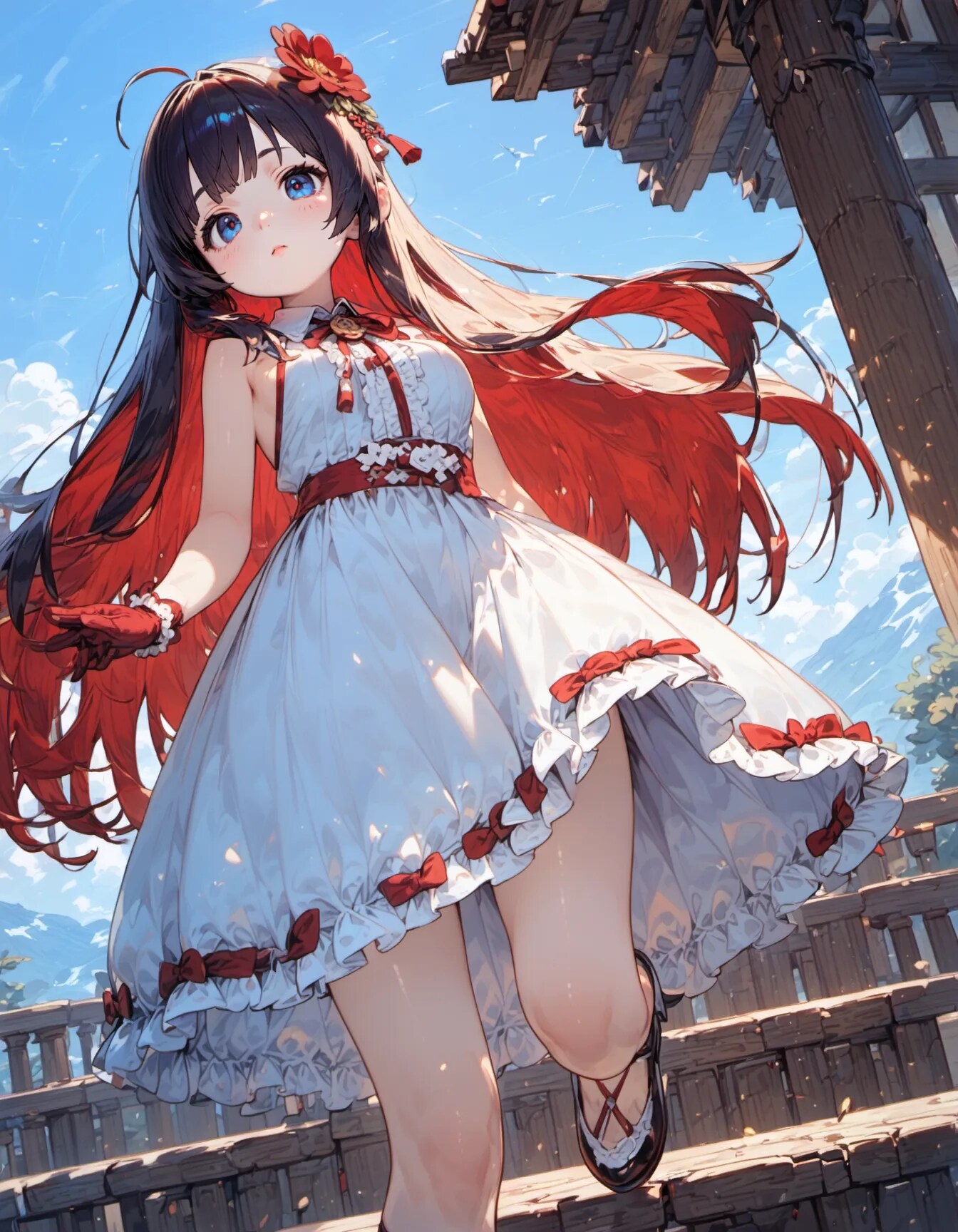 Scarlet Hair and Temple Steps | の人気AIイラスト・グラビア