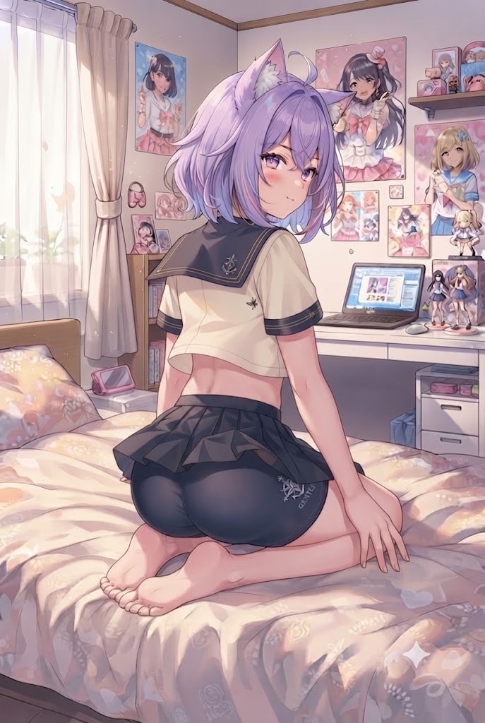 パンツの日に丈の短すぎる制服のシス