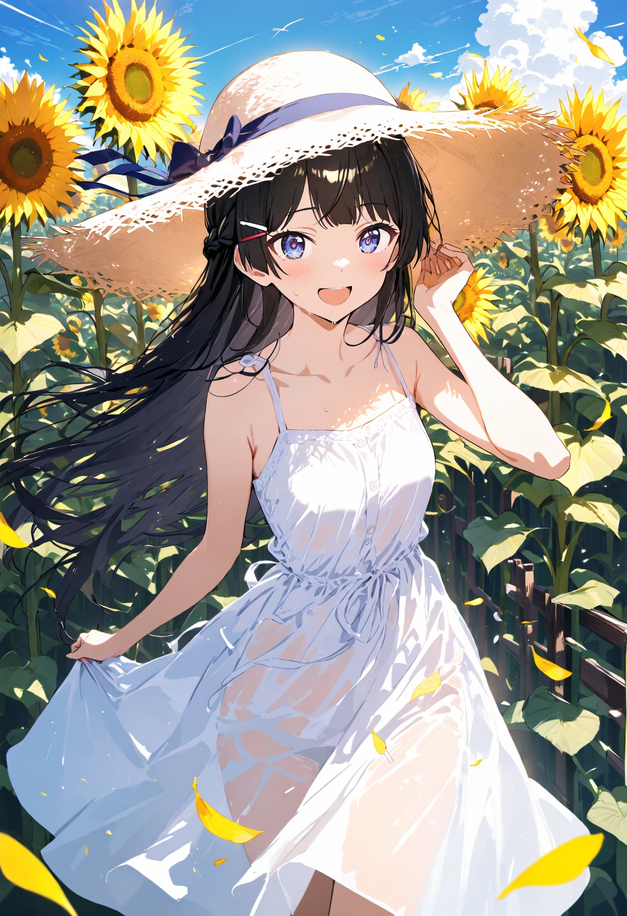 麦わらとワンピースとひまわり畑 - 月ノ美兎（捏造衣装）/ にじさんじ