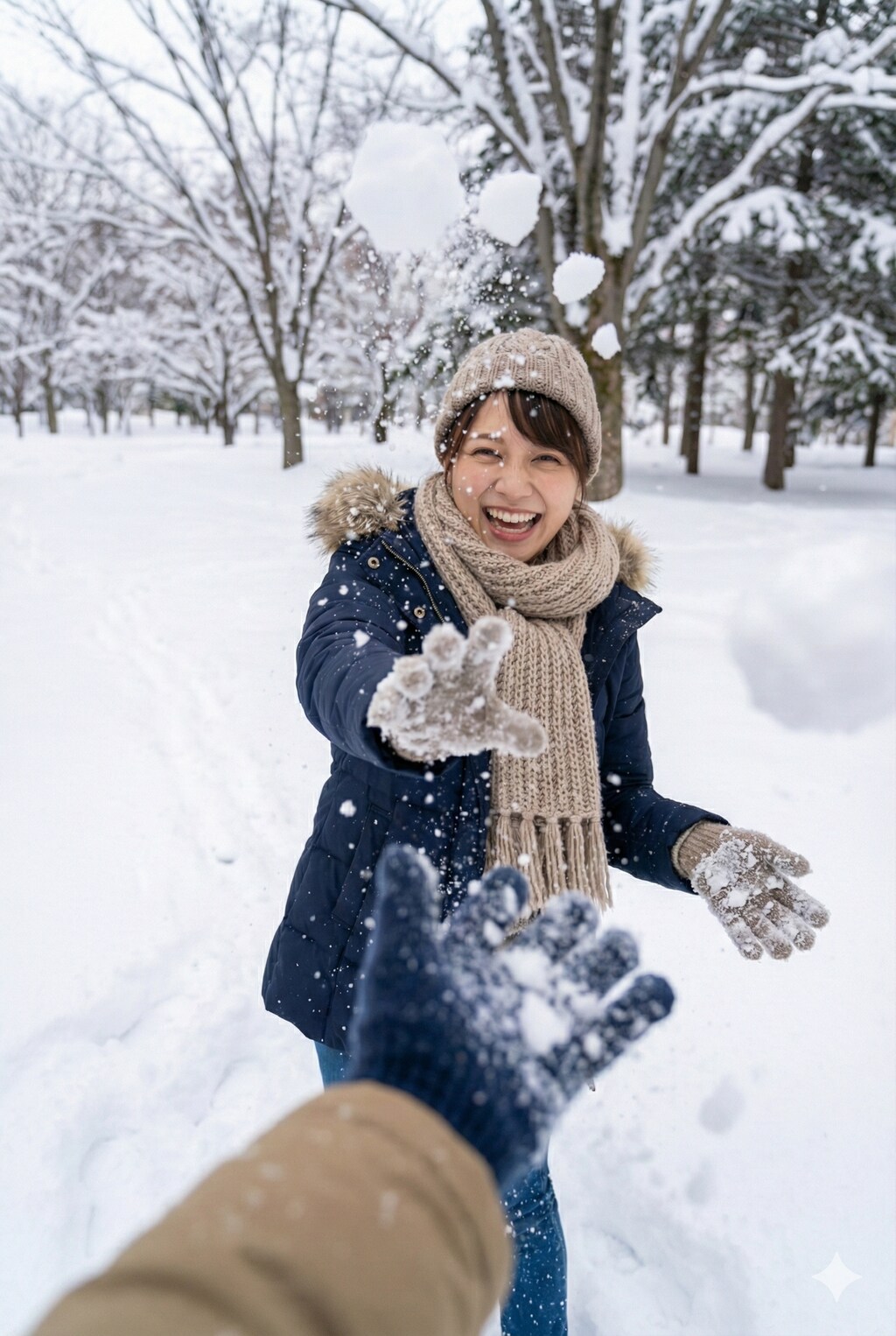 【彼氏目線】雪の日デート。はしゃぐ君があまりに可愛すぎて。【4枚】
