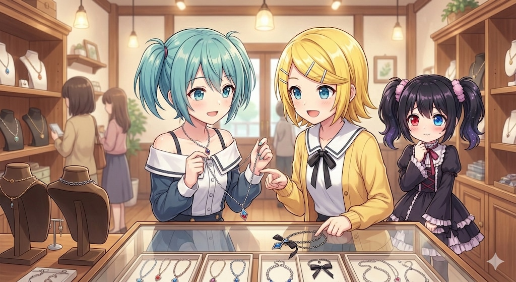 ネックレスを選んでもらったアケちゃん