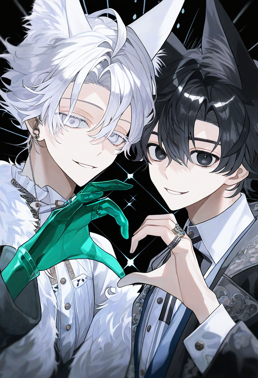 {{{2boys}}}, heart hands,