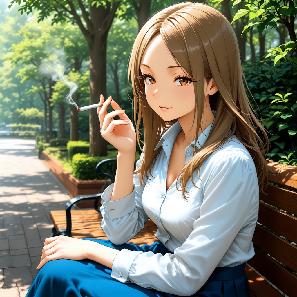 人妻＋ロングスカート＋タバコ