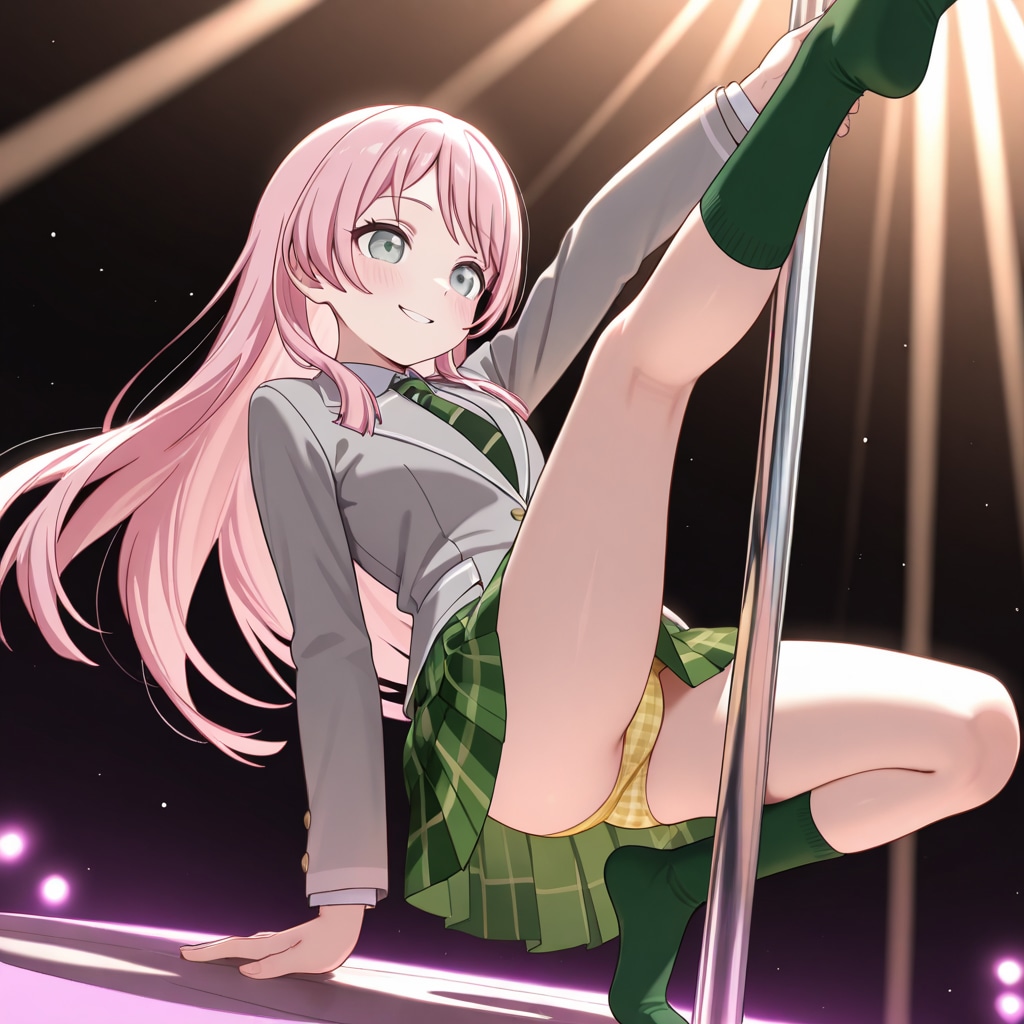 千早愛音がポールダンスしてパンチラ