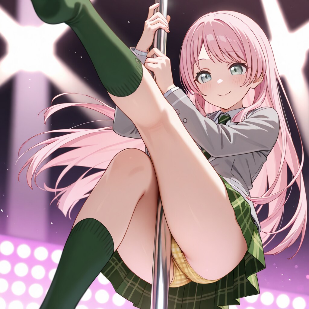 千早愛音がポールダンスしてパンチラ