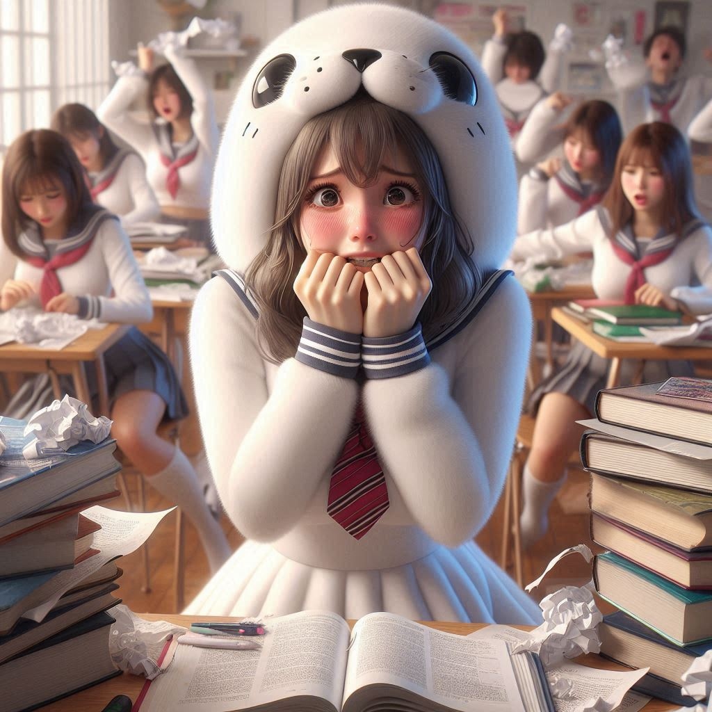 期末テスト直前のアザラシちゃん