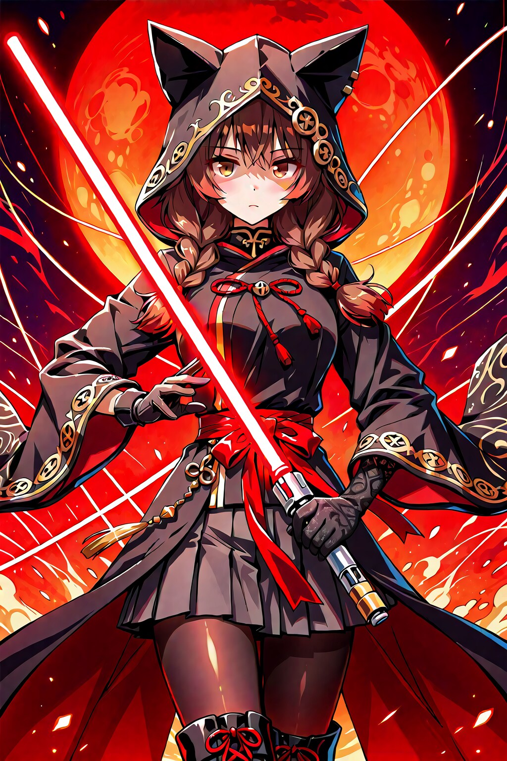 猫耳フードの黒騎士 | の人気AIイラスト・グラビア