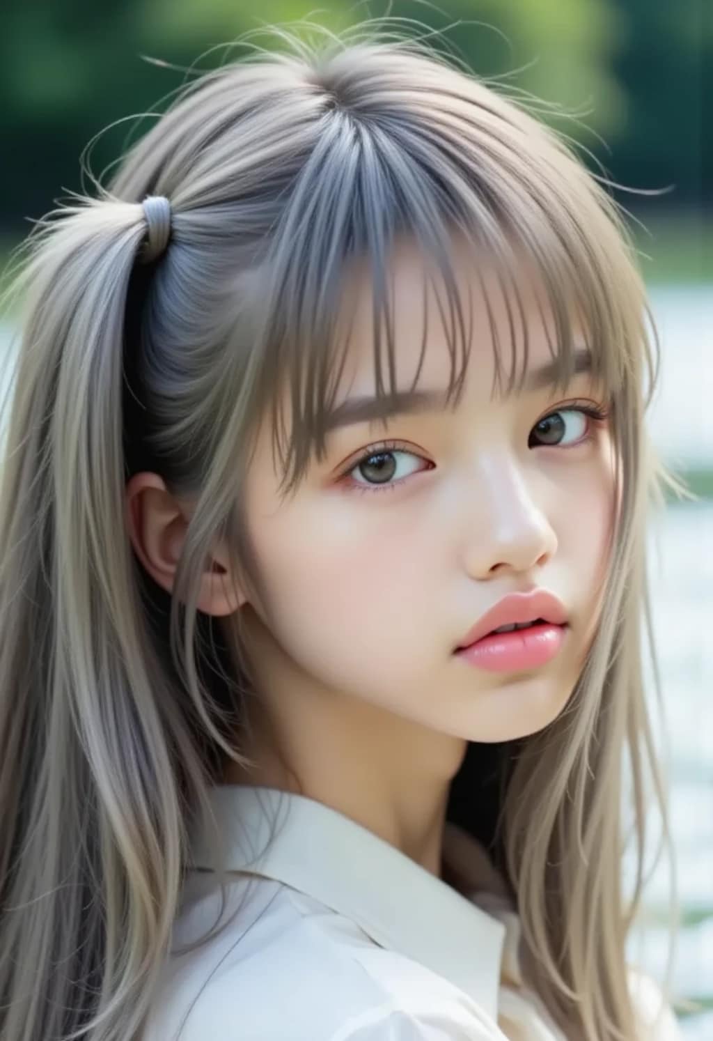 明るい灰色の髪