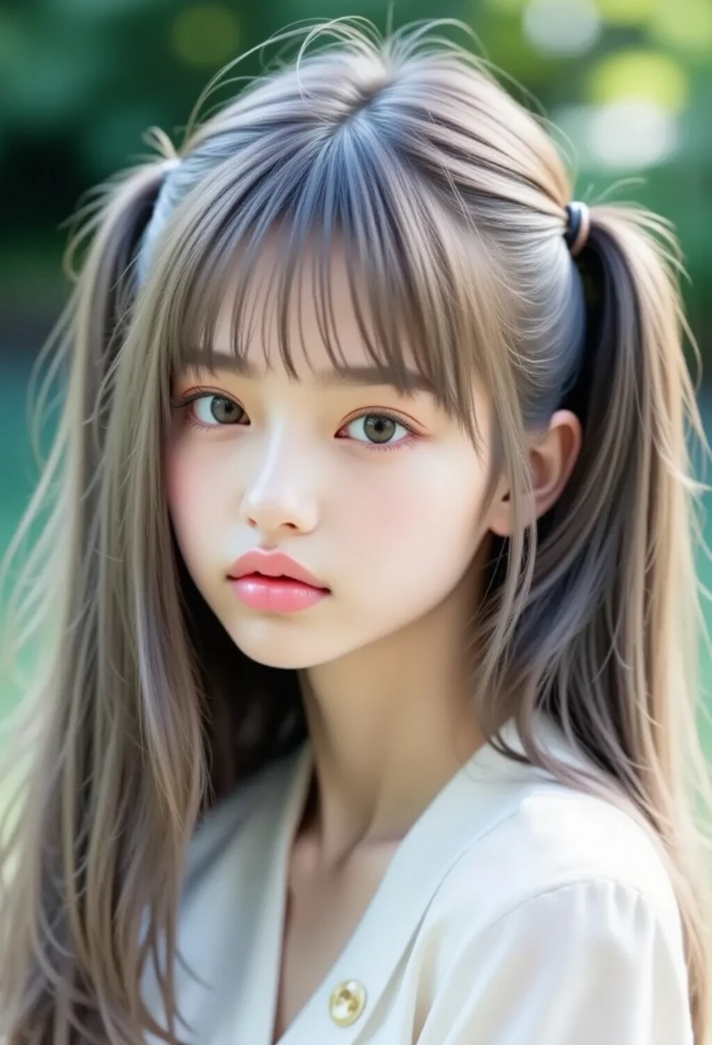 明るい灰色の髪