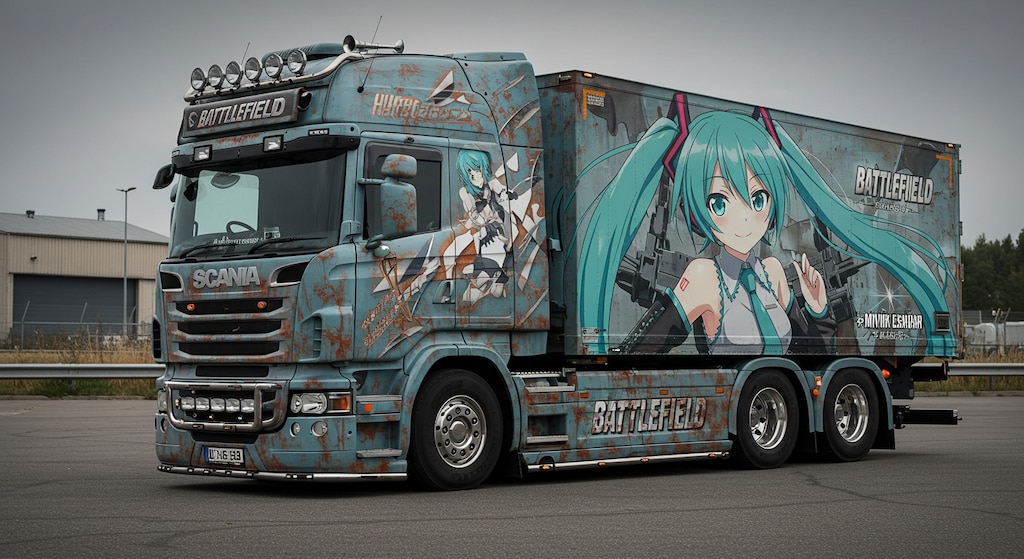 バトルフィールド初音ミク痛車スカニアトラック