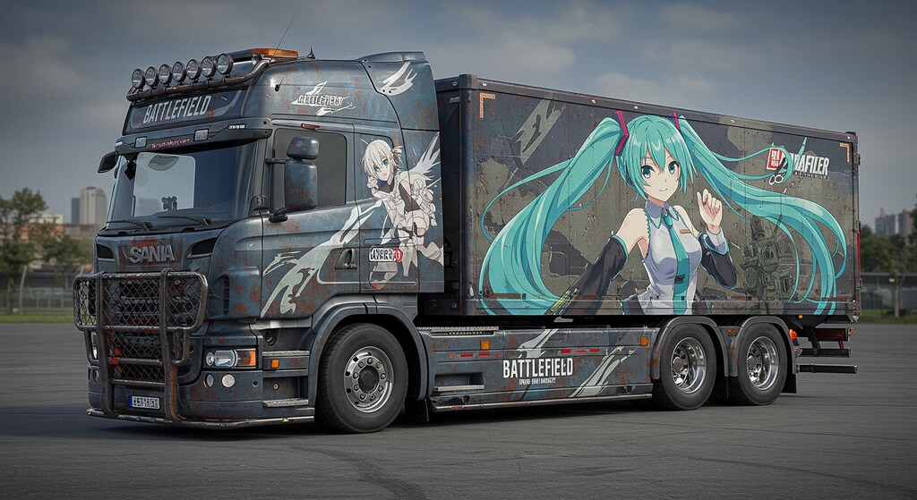 バトルフィールド初音ミク痛車スカニアトラック