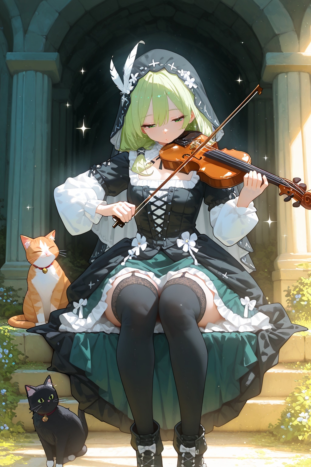 ヴァイオリンと猫 | の人気AIイラスト・グラビア