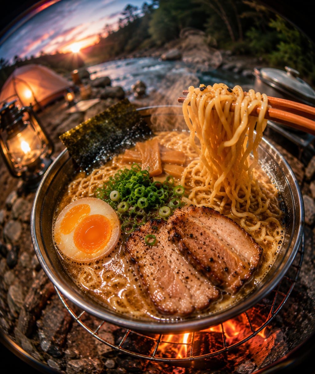 焚き火ラーメン