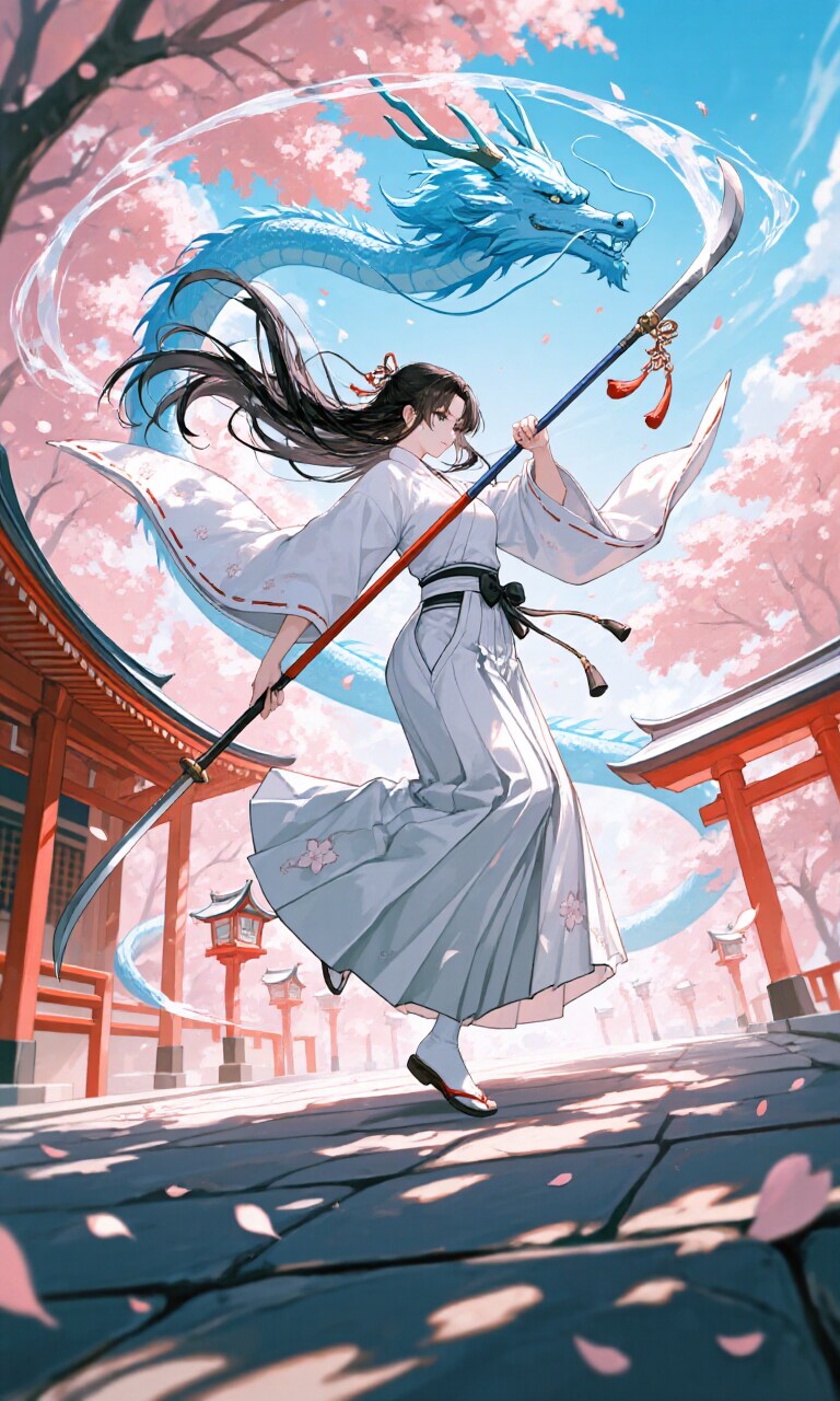 薙刀女子と青龍