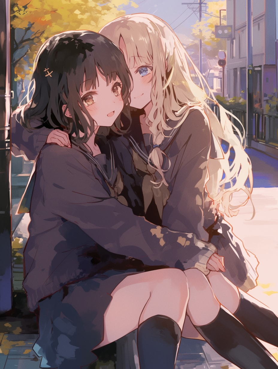 キスしたい二人のJK96 | の人気AIイラスト・グラビア