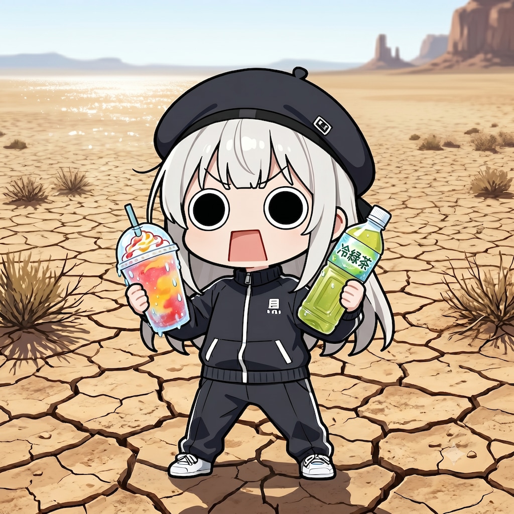 干ばつ地へフラッペと飲み物を届けるえらいこっちゃ嬢