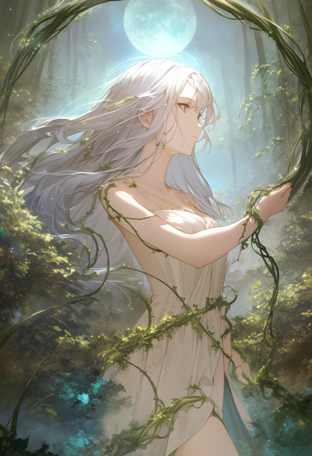 A serene twilight scene set in a magical