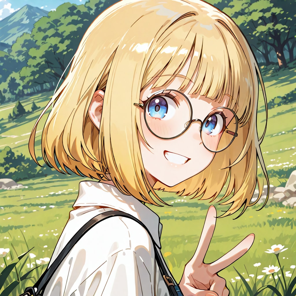 ピースするミッシェルさん