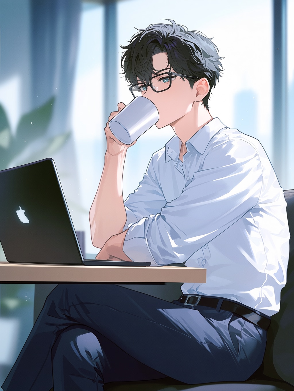 朝のニュースとモーニングコーヒー | の人気AIイラスト・グラビア