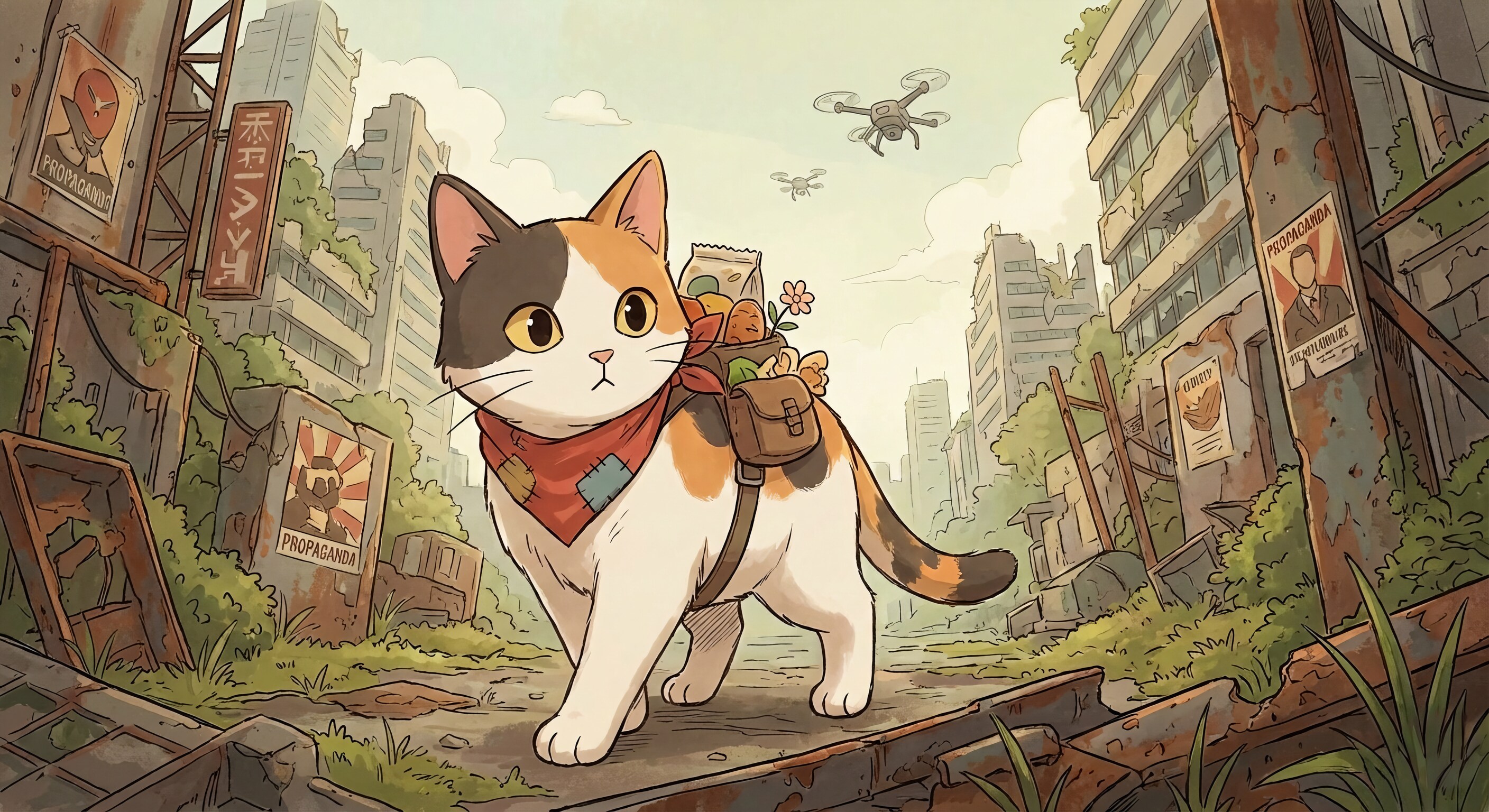 灰の街の三毛猫 | の人気AIイラスト・グラビア