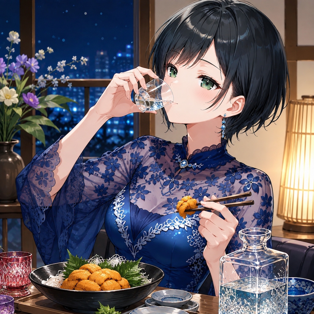 日本酒を楽しむ藍音ちゃん