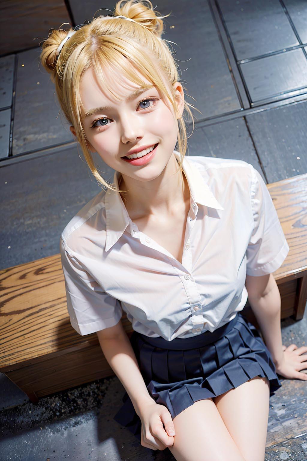 AIイラスト白ギャル貧乳ロリ顔　エロ画像　18歳女子校生海外コスプレイヤー　「お父さんの触れるチンポは、私にとって最高の癒し！」