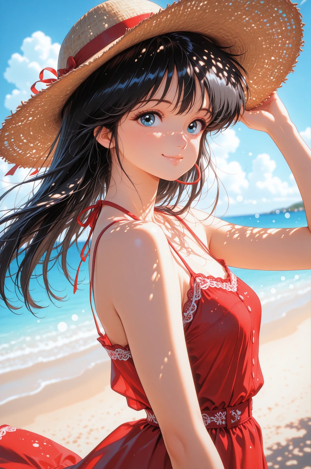 赤い麦わら帽子