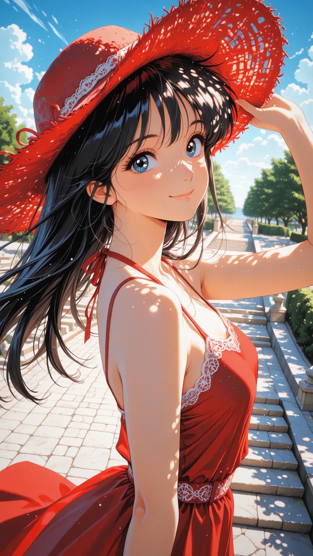 赤い麦わら帽子