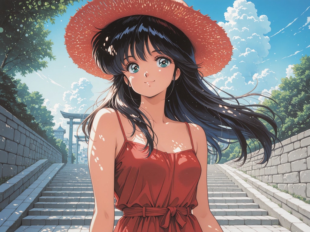 赤い麦わら帽子