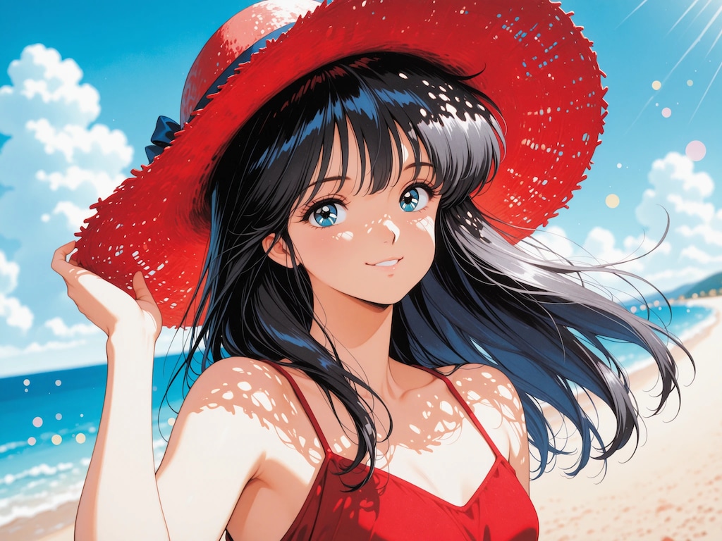 赤い麦わら帽子