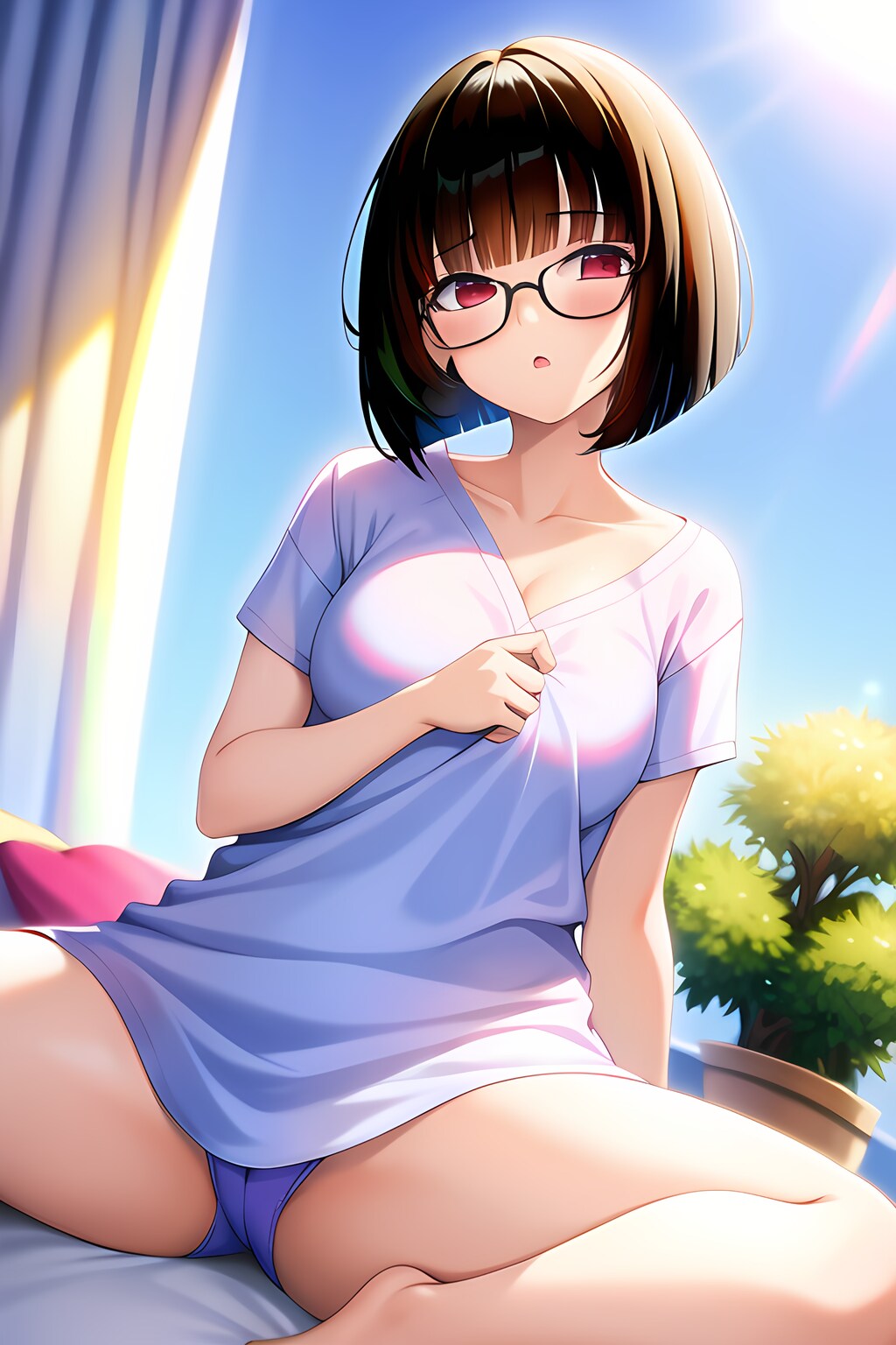 朝陽を浴びる開脚ちゃん