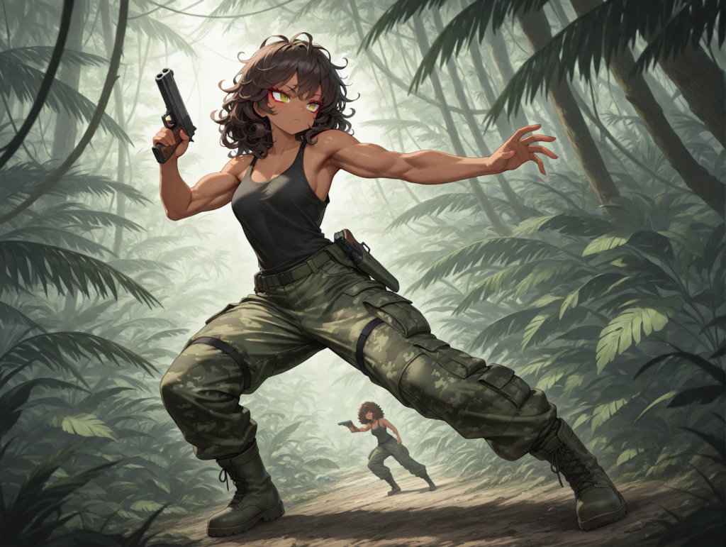 密林の敵アジト潜入