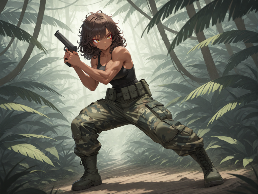 密林の敵アジト潜入