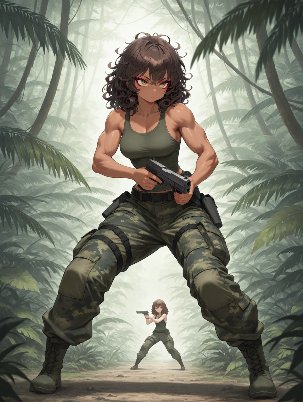 密林の敵アジト潜入