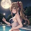夜のプールで 2枚目