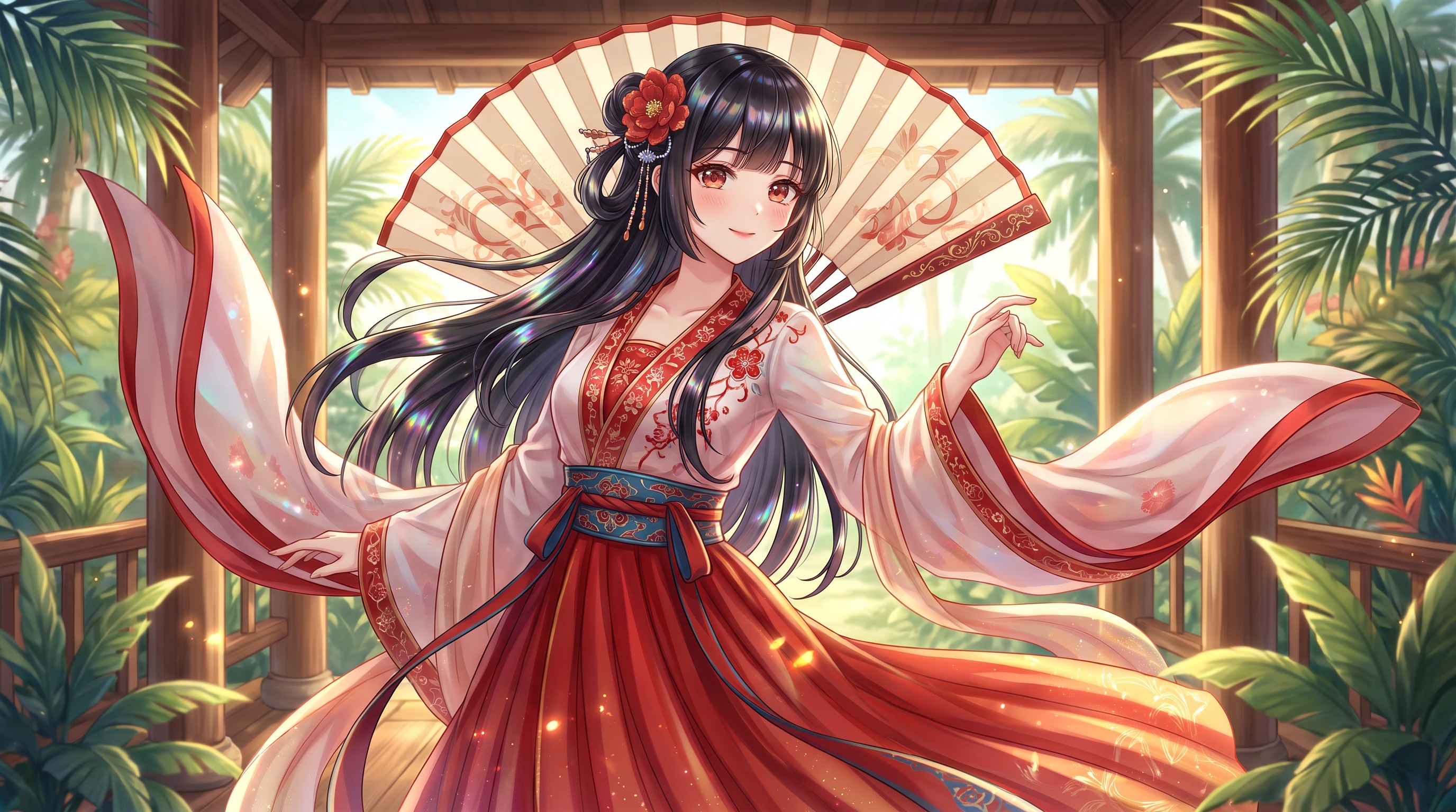 朱扇花影舞 | の人気AIイラスト・グラビア
