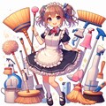 大掃除をする女の子♥(４枚) 2枚目