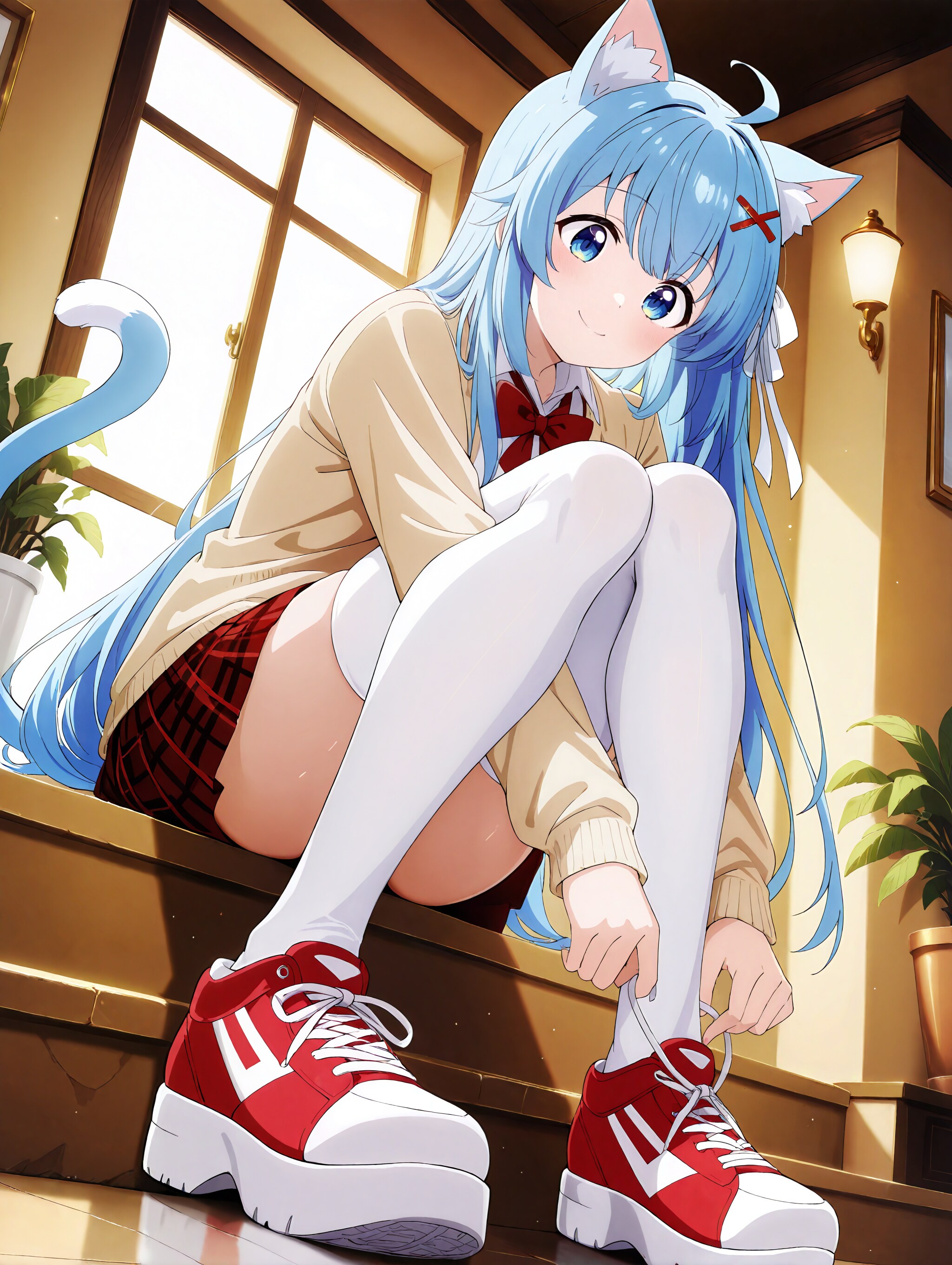 靴紐を結んで～～