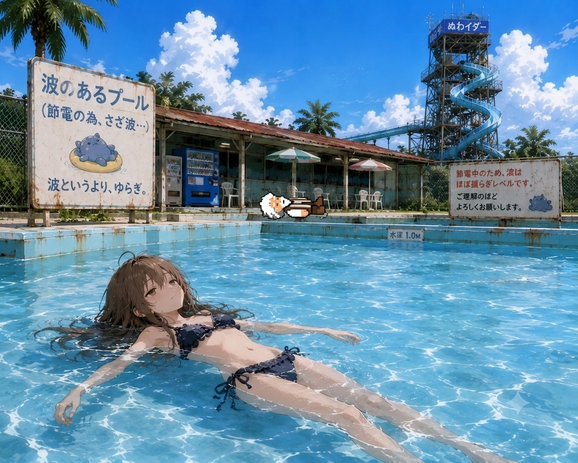 波のあるプール(ほぼ凪)